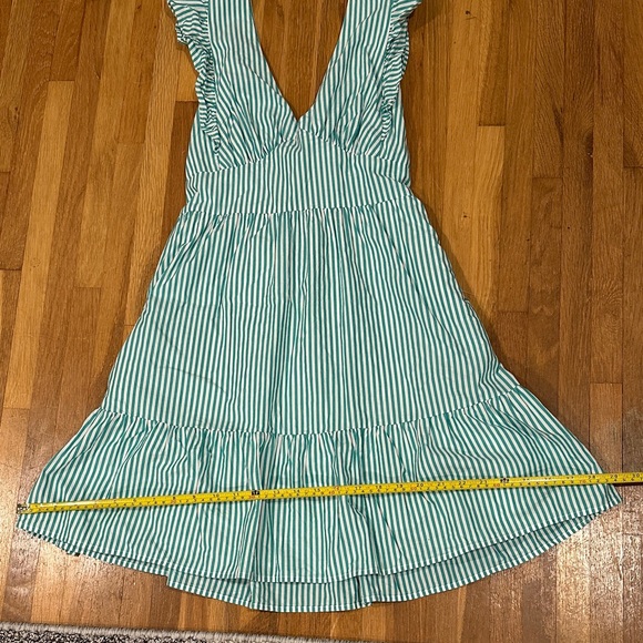 Skies Are Blue | Striped Green/Teal and White Dress with tie back - Picture 9 of 16